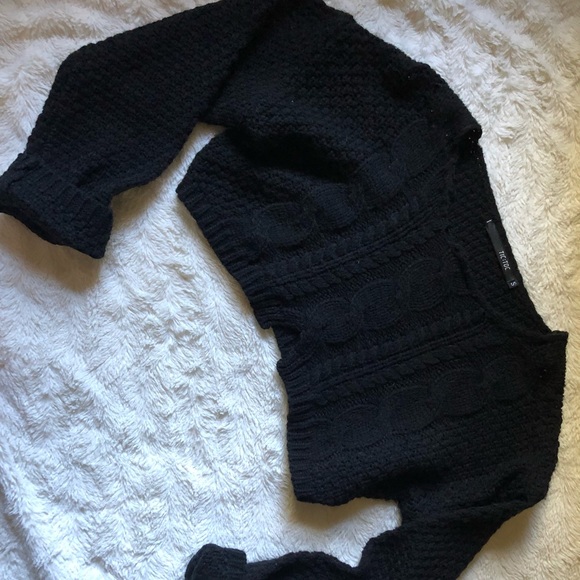 Cropped Black Knitted Sweater Tic Toc - Picture 1 of 2